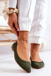 Baleriny Damskie Zamszowe Khaki Maciejka 04100-45