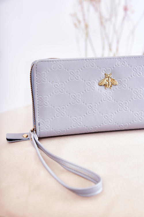 Women's Large Wallet With Ornament Light blue Fabio