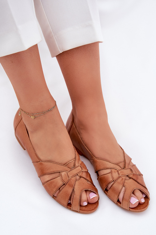 Leather Ballet Flats With Open Toes Maciejka 06908-29/001-1 Brown