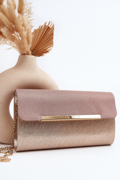 Envelope Clutch Bag with Chain Pink Gold Onelia