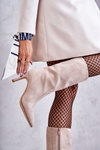 Suede High Heel Boots Beige Arison