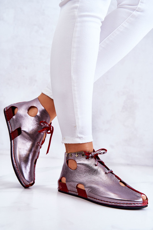 Light Leather Boots Maciejka 03426-20 Silver-Red
