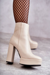 Smooth Leather Booties On A Bar Beige Kaysa
