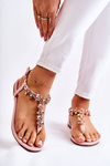 Comfortable Women's Sandals Flip-Flops With Ornaments Pink Briven