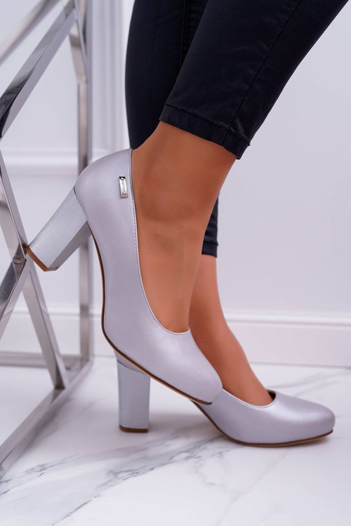 Czółenka Damskie Sergio Leone PB130 Srebrna Perła Amber