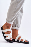 Women's Material Slippers with Velcro White Jose