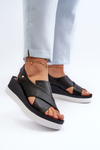 Zazoo 40256 Leather Wedge Sandals Black