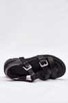 Ladies Eco Leather Sandals With Buckles Black Jeneliena