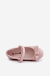 Shiny Children's Ballerina Flats With Bow Velcro Pink Fiorelle