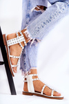Women's Sandals With Studs In White Cavos