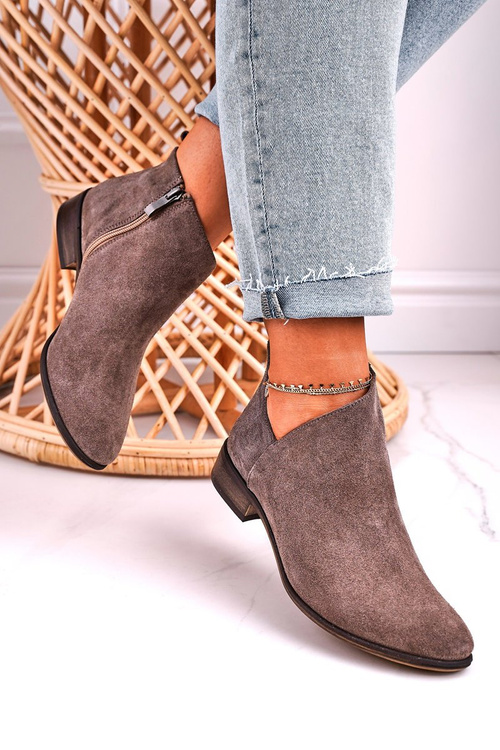Women's Boots With A Cut Suede Brown Clarence