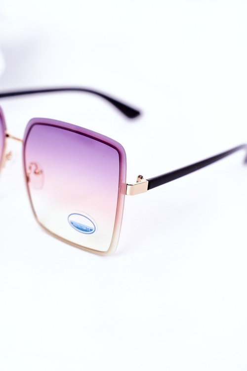 Gold Square Sunglasses Violet-Yellow Ombre