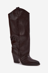 Insulated Cowboy Boots On Heel Made Of Eco Leather Chocolate Mavine