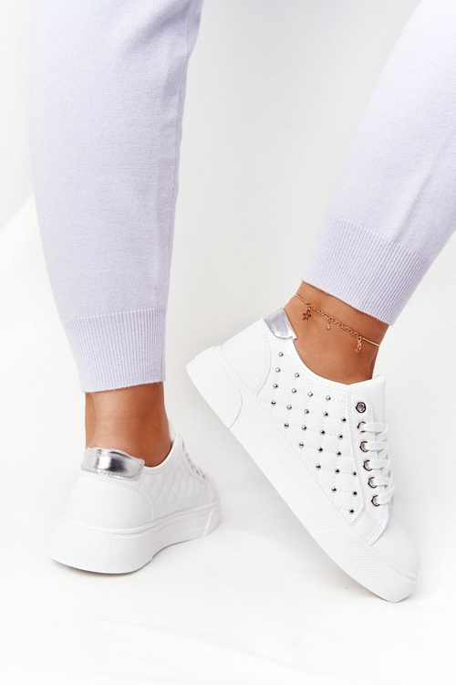 Women’s Sneakers With Quilting White-Silver Fondness