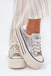 Women Leather Sneakers On Platform GOE RR2N4108 Silver