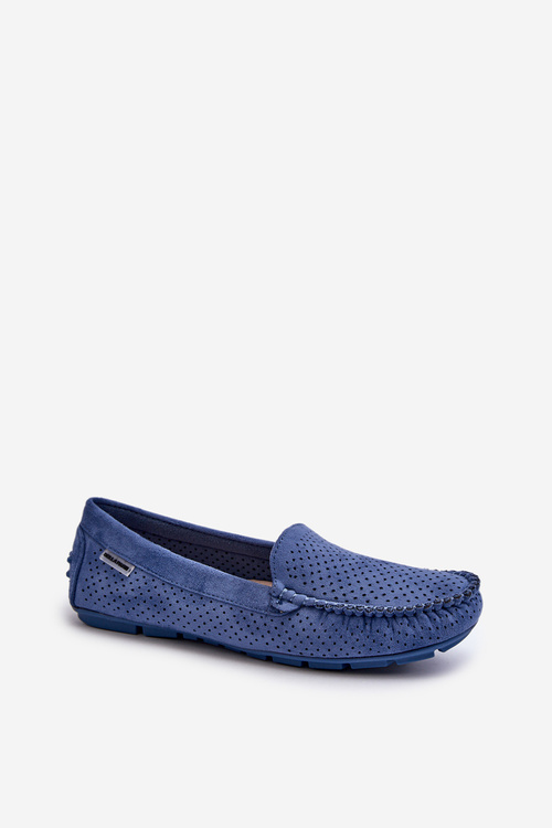 Women's Blue Perforated Moccasins Rasirna