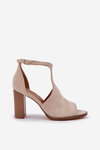 Heeled Sandals Made Of Eco Suede Light Beige Lanadriena