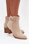Women's Insulated Heeled Boots with Decorative Strap Beige Galissa