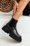 Insulated Patent Ankle Boots With Zip Black Jesschris