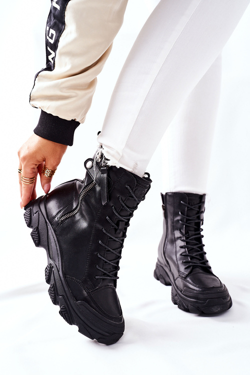 Women's Leather High Boots GOE II2N4031 Black