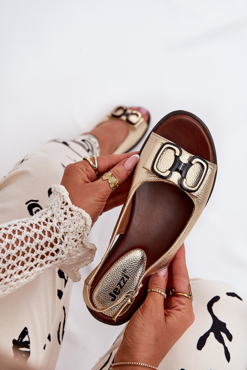 Flat Sandals With Decoration Eco Leather Gold Lilria