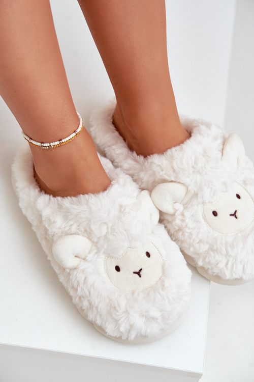 Kapcie Owieczki Damskie Futrzane Białe Phaeia