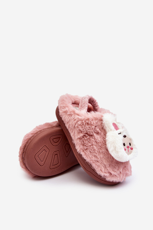 Children's furry slippers with bunny pink Dicera