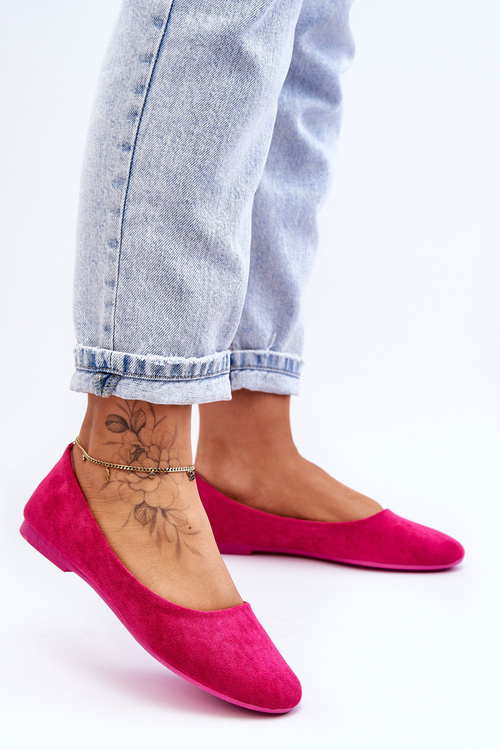 Women's Suede Ballerina Flats Fuchsia Lasota
