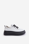 Damskie Buty Sportowe Platforma Skóra Naturalna 41470 Vinceza Białe