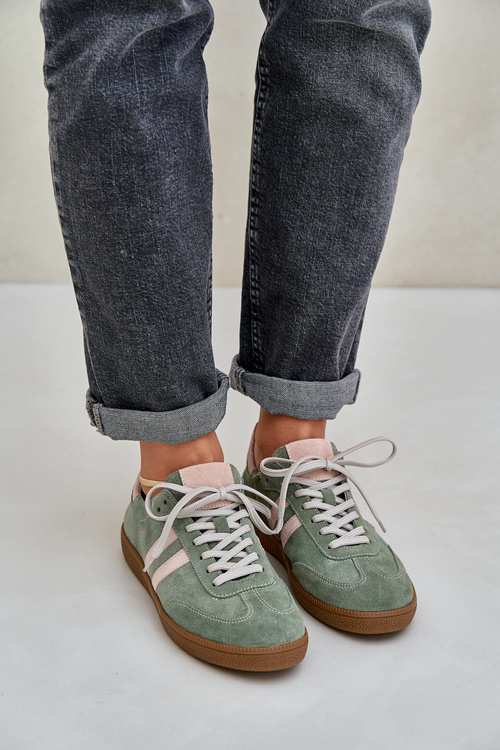 Green Suede Low Sneakers Women's Zazoo