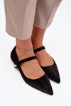 Velvet Ballerinas With Strap And Golden Detail Black Gisanne