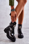 Lacquered Women's Boots With Studs Black Leticia
