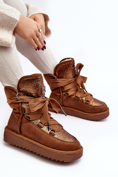 Śniegowce Damskie Wiązane Brązowe D.Franklin DFSH370006