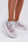 Womens Platform Sneakers With Crocheted Upper Multicolor Mirietto