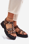 Ladies Eco Leather Sandals With Buckles Leopard Jeneliena
