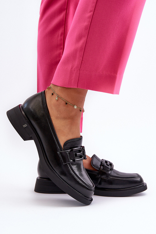 Elegant Black Leather Women's Moccasins Triana