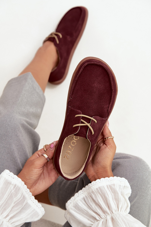 Women's Barefoot Type Shoes Made of Natural Suede Zazoo 327 Bordeaux
