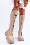 Flat Heel Boots with Sock Beige Itona