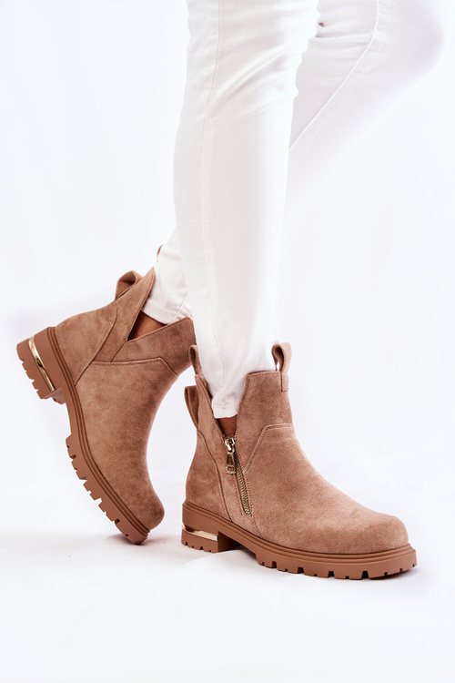 Suede boots with cutouts Beige Klarissa