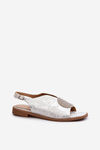 Women's sandals with decoration on flat heel S.Barski KV24-057 Silver