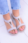 Women's Grey Sandals with Elastic Rubber Riben