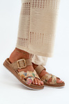 Comfortable Women's Flip-Flops With Flower Buckle Inblu GS000051 Brown