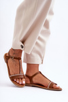 Women's Sandals with Rhinestones Brown Penna