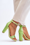 Women's High Heel Sandals With Zircons Green Idealistic