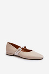 Women's Leather Ballerina Flats Laura Messi 2774 Beige