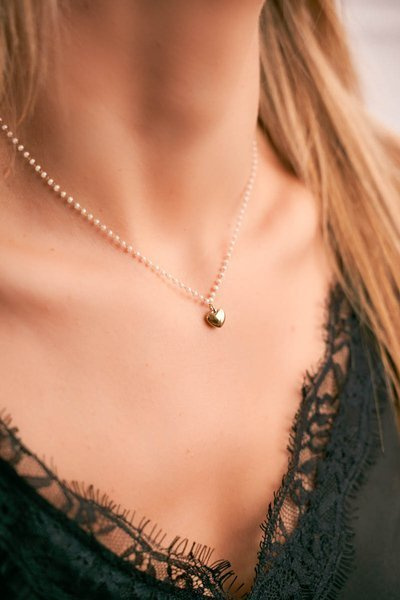 Women's Gold Necklace Chain Gems Heart Camilla