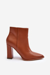 Women's Leather Boots On Heel Brown Saitana