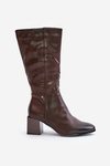 Insulated ankle boots on a heel eco leather up to mid-calf brown Ellithira