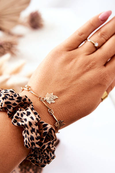 Bracelet Leaf Pendants Gold Mossali