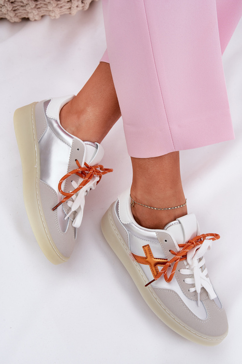 Buty Sportowe Damskie Niskie Srebrne Zelevelis